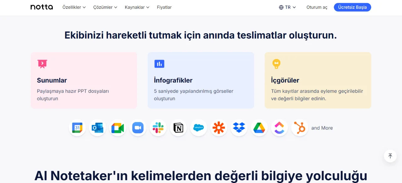 Notta ekran görüntüsü
