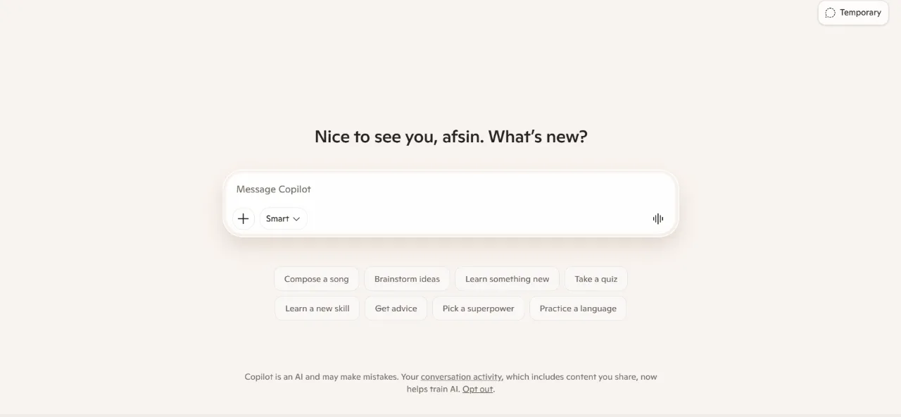 Microsoft Copilot ekran görüntüsü