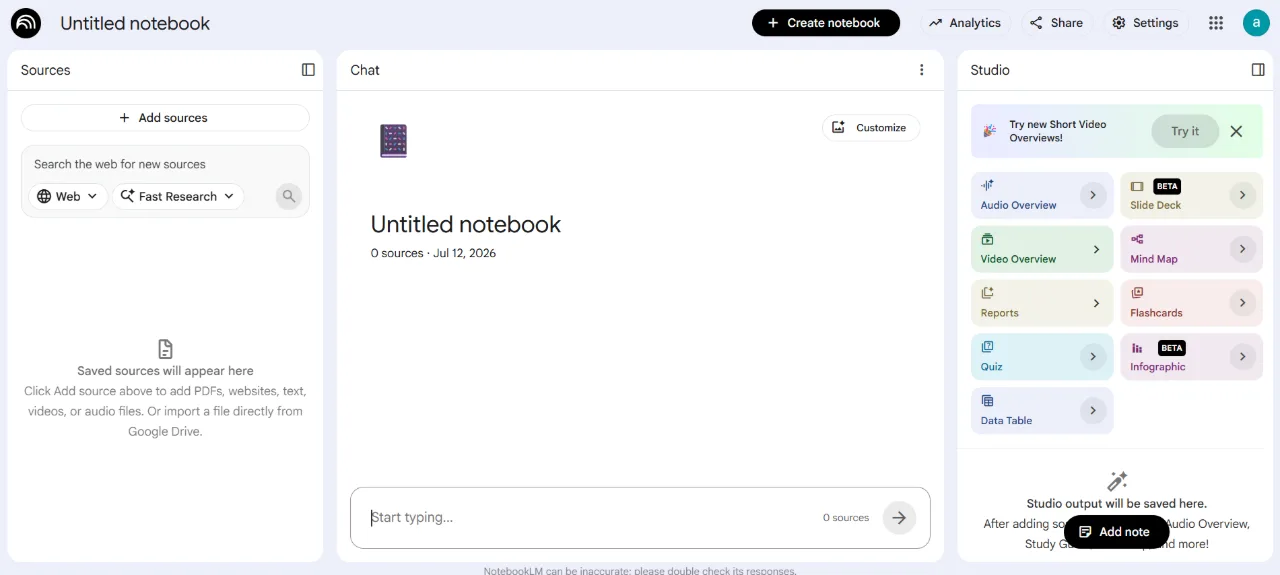 NotebookLM ekran görüntüsü