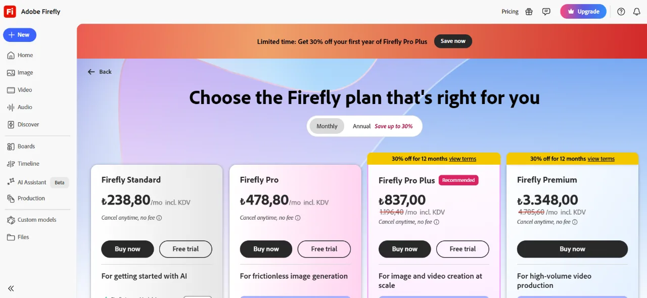 Adobe Firefly ekran görüntüsü