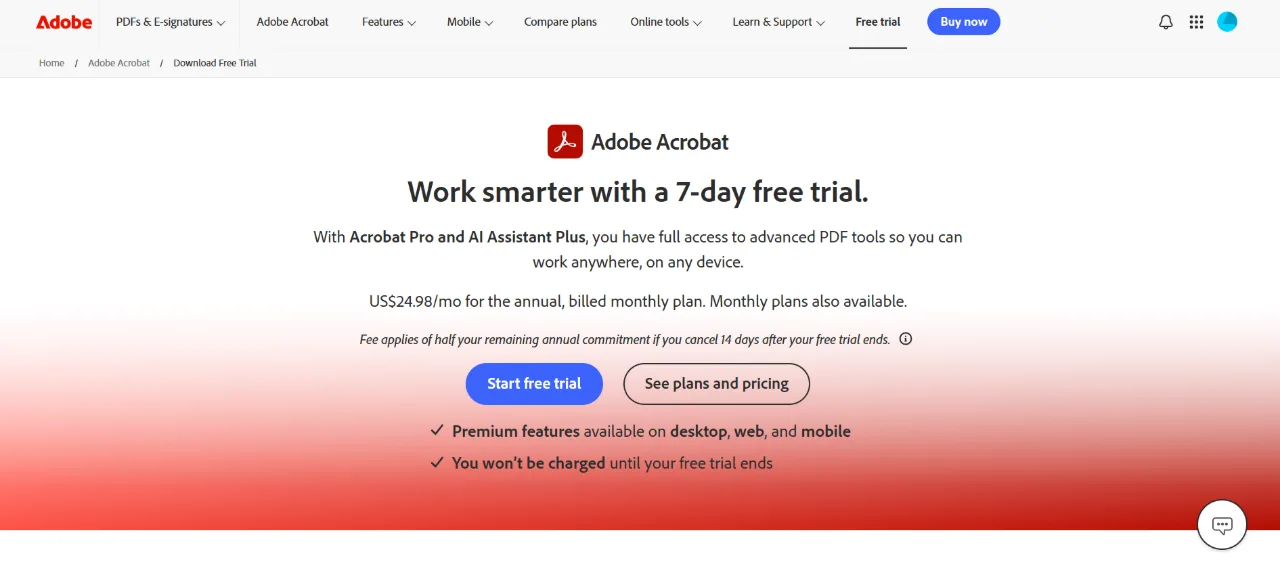 Adobe Acrobat AI Assistant ekran görüntüsü