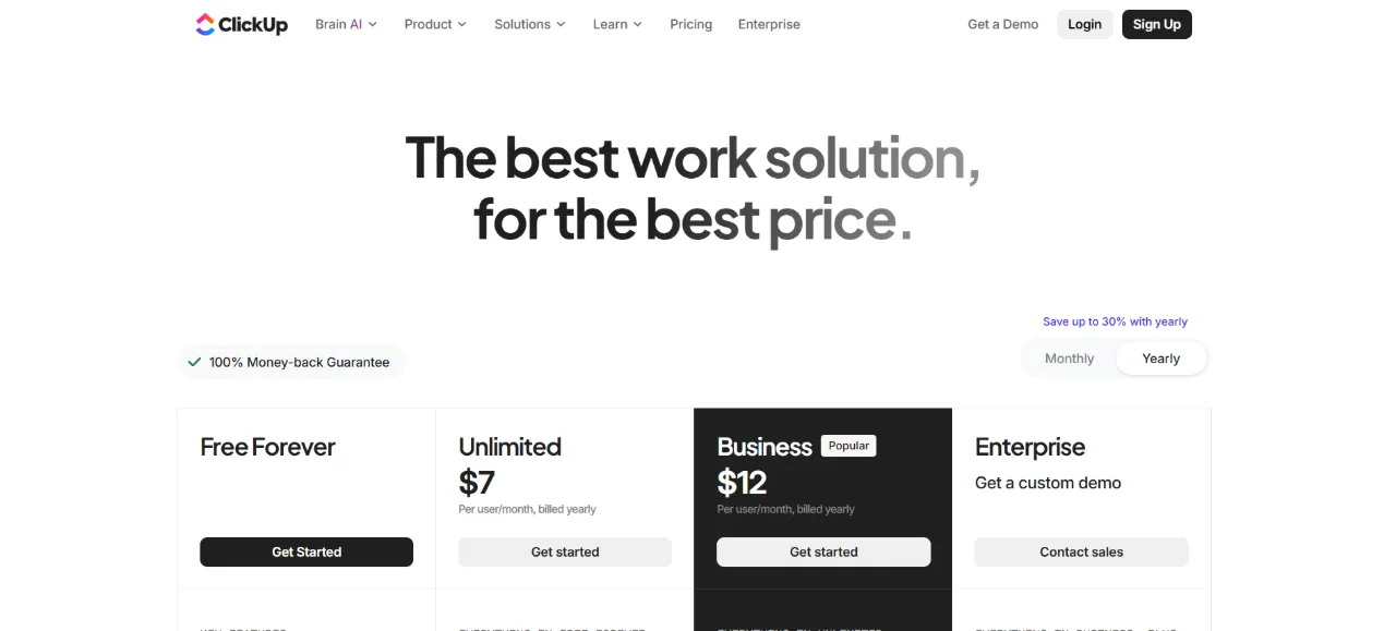 ClickUp ekran görüntüsü
